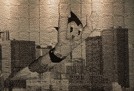 Astro Boy made from recycled train tickets -- 