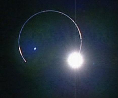 Diamond ring effect during eclipse on moon -- 