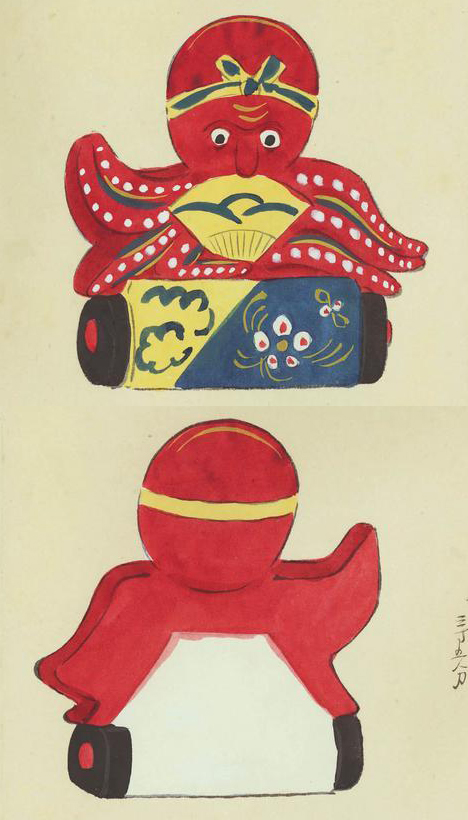 Vintage octopus toy illustration by Kawasaki Kyosen -- 