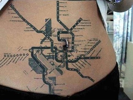 tattoo on side of stomach. map on the stomach tattoo?