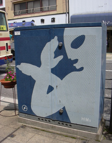 Electric transformer box decorated with Ultraman -- 
